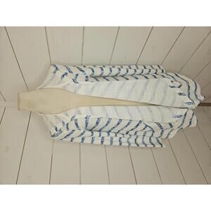 Isabella's Closet Medium White with turquoise stripes flowy cardigan or cover-up